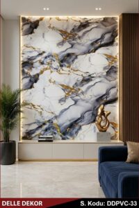 PVC Mermer Duvar Paneli - Oro Nebula - 60x120cm ve 122x244cm - Görsel 2