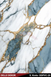 PVC Mermer Duvar Paneli - Volcano Gold Blue