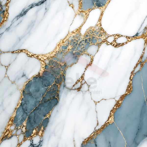 PVC Mermer Duvar Paneli - Volcano Gold Blue