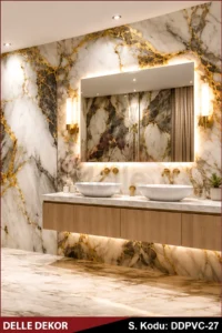 PVC Mermer Duvar Paneli VOLCANO GOLD GREY