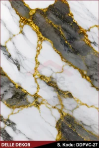 PVC Mermer Duvar Paneli VOLCANO GOLD GREY