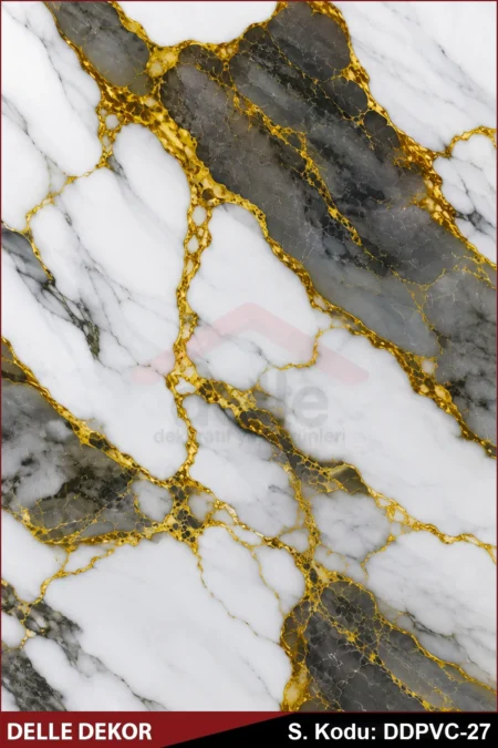 PVC Mermer Duvar Paneli VOLCANO GOLD GREY